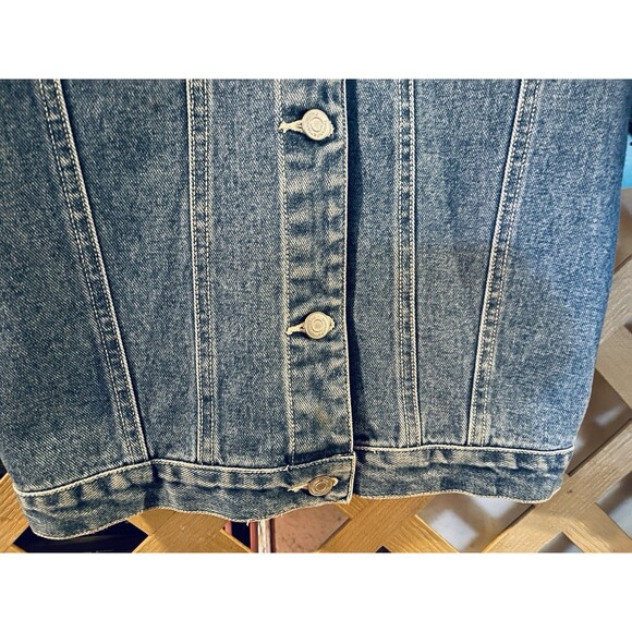 NO BOUNDARIES Embroidered Flowers Blue Denim Jacket Y2K 90's Juniors S - Picture 5 of 9